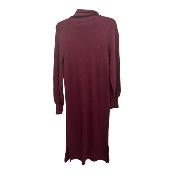 caslon Double Knit Long Sleeve Turtleneck Sweater Dress in wine color - Picture 11 of 14